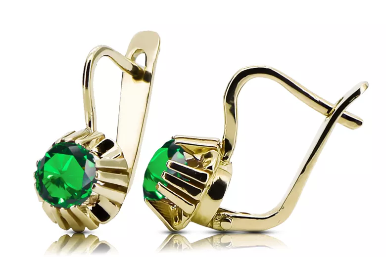 14 Karat Gelbgold Smaragd Ohrringe Vintage Handwerk vec027y